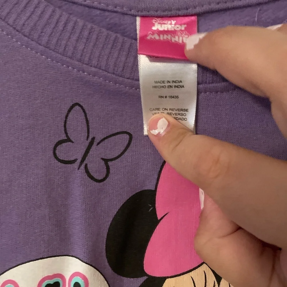 Disney Purple Minnie Mouse Sweatshirt and Black Leggings Girls Set size 5/6-NWT